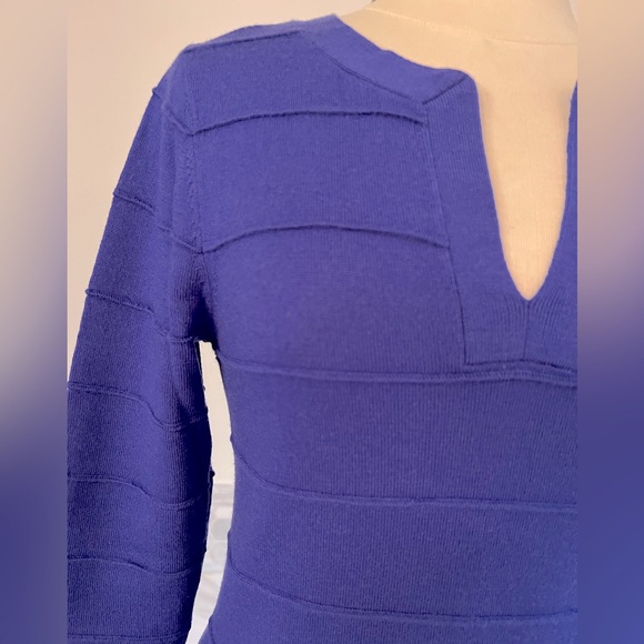 Antonio Melani Fine Merino Wool 3/4 Sleeves Purple Sweater Dress M - Picture 5 of 10